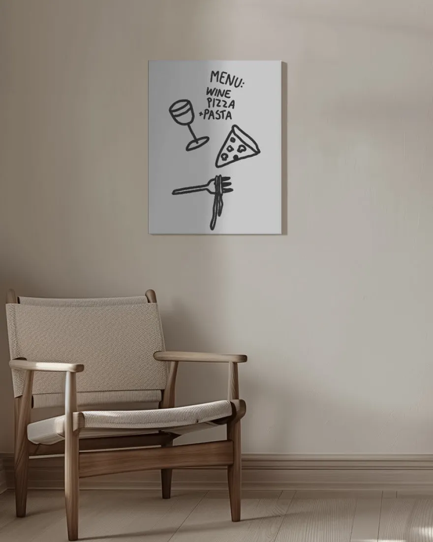 Italian Trio Delight Poster | Pizza, Pasta & Wine | in verschiedenen Größen | by Athene Fritsch