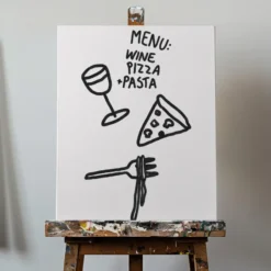 Italian Trio Delight Poster | Pizza, Pasta & Wine | in verschiedenen Größen | by Athene Fritsch