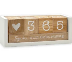Jahres Countdown Kalender Holz-Tischkalender, Tagezähler