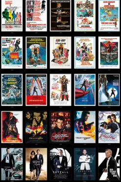 James Bond 007 Poster Collage aus 25 Filmplakaten