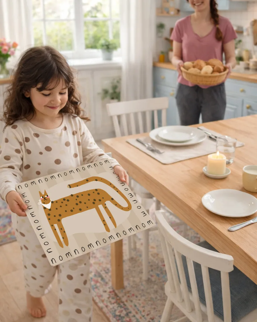 Kinder 2er Tischset - 30x40 cm - Gepard NomNomNom