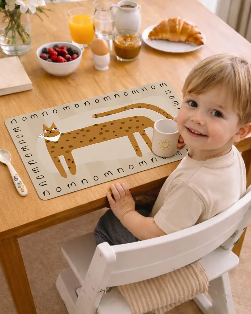 Kinder 2er Tischset - 30x40 cm - Gepard NomNomNom