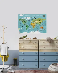 Kinder Weltkarte bunt POD personalisiert mit Namen