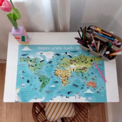 Kinder-Weltkarte Schreibtischunterlage 60x40 cm
