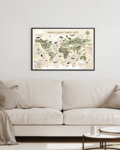 Kinder-Weltkarte XL Poster Beige Version
