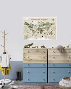 Kinder-Weltkarte XL Poster Beige Version
