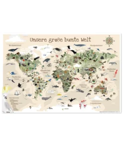 Kinder-Weltkarte XL Poster Beige Version
