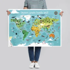 Kinder-Weltkarte XL Poster Unsere große bunte Welt