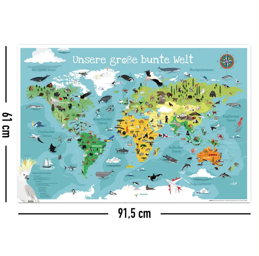Kinder-Weltkarte XL Poster Unsere große bunte Welt