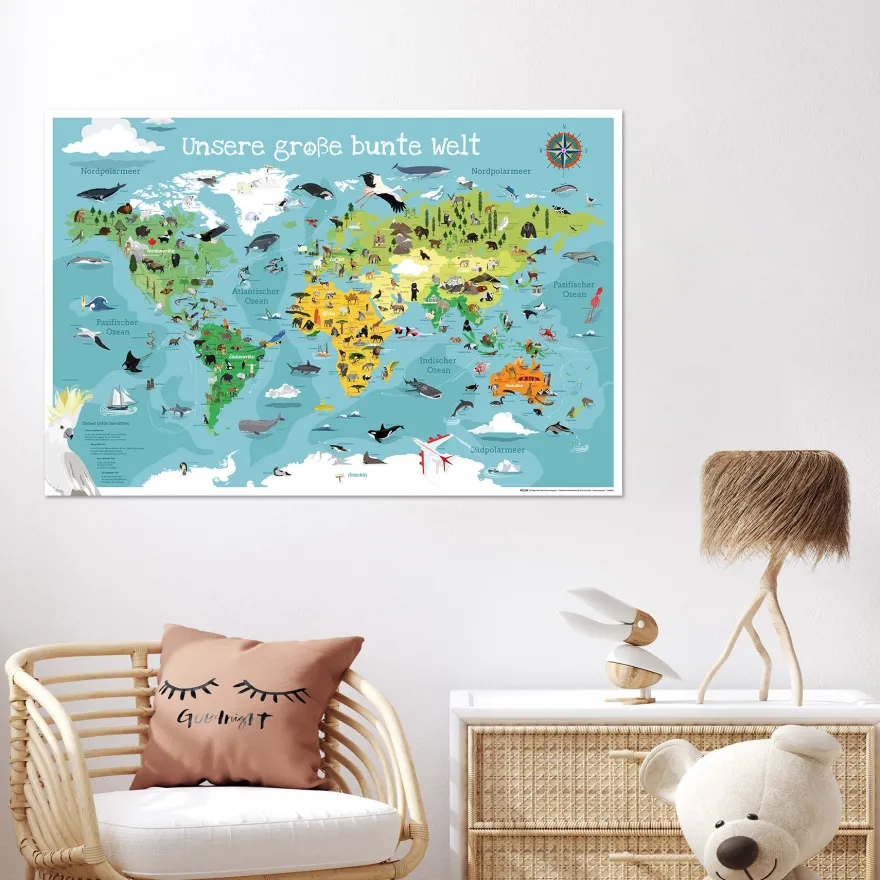 Kinder-Weltkarte XL Poster Unsere große bunte Welt