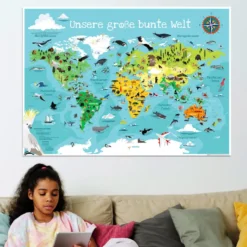 Kinder-Weltkarte XXL Poster Unsere große bunte Welt