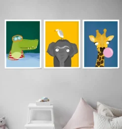Kinderzimmer Poster Afrika 3er-Set, 30 x 40 cm