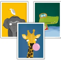 Kinderzimmer Poster Afrika 3er-Set, 30 x 40 cm
