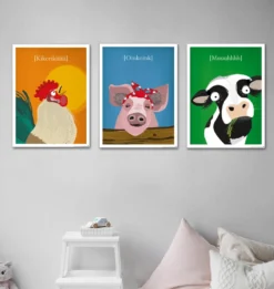 Kinderzimmer Poster Bauernhof 3er-Set, 30 x 40 cm