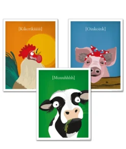 Kinderzimmer Poster Bauernhof 3er-Set, 30 x 40 cm