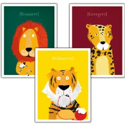 Kinderzimmer Poster Raubkatzen 3er-Set, 30 x 40 cm