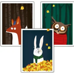 Kinderzimmer Poster Wald 3er-Set, 30 x 40 cm