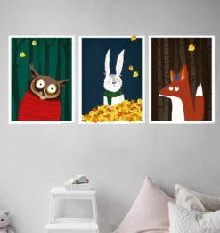 Kinderzimmer Poster Wald 3er-Set, 30 x 40 cm