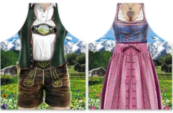 Kochschürzenset Dirndl & Lederhose (Bayerische Tracht)