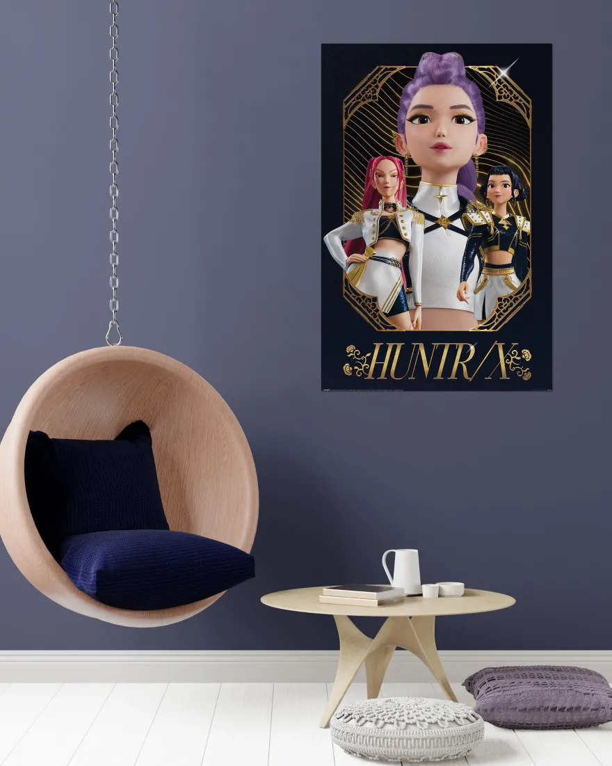 K-Pop Demon Hunters Poster Huntr/X Golden | K-Pop Anime Poster | Musik Wanddeko für Fans | 61x91,5 cm