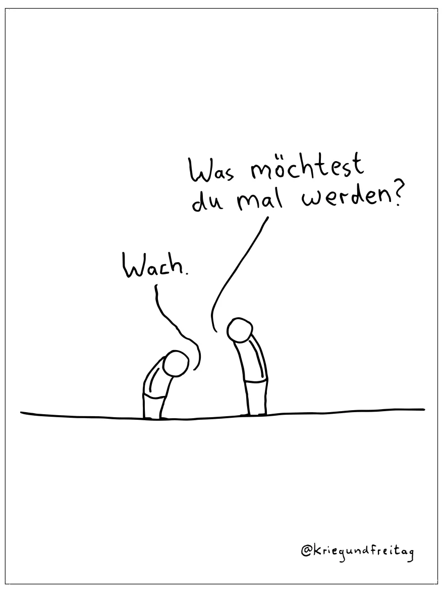Krieg und Freitag Kunstdruck Wach werden