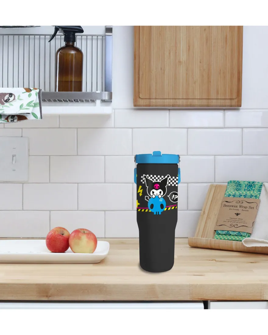 Kuromi 30 oz Tumbler mit Griff & Flip-Strohhalm 0,85l