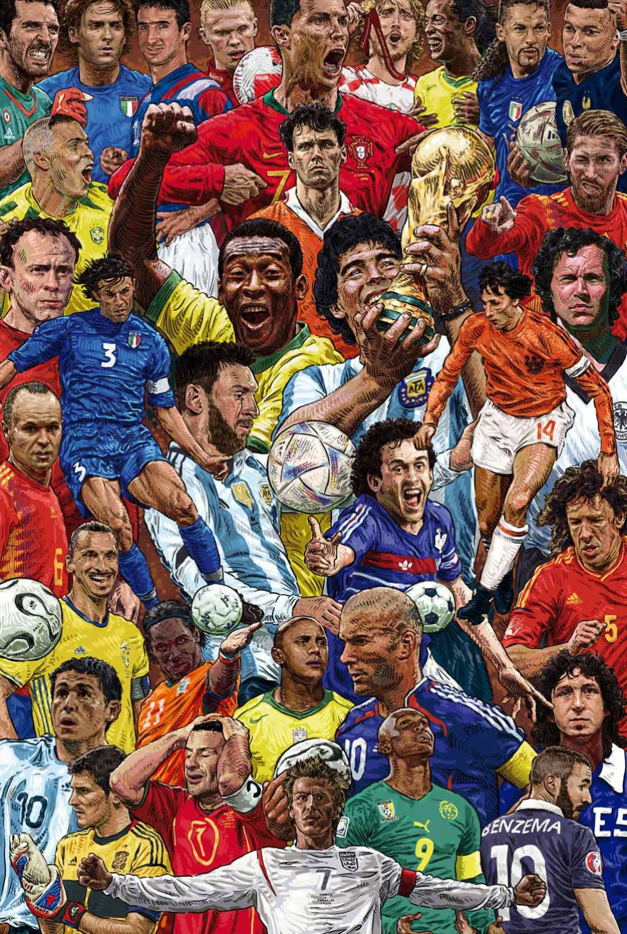 Legendary Footballers Poster Fussball-Legenden inkl. Pele,