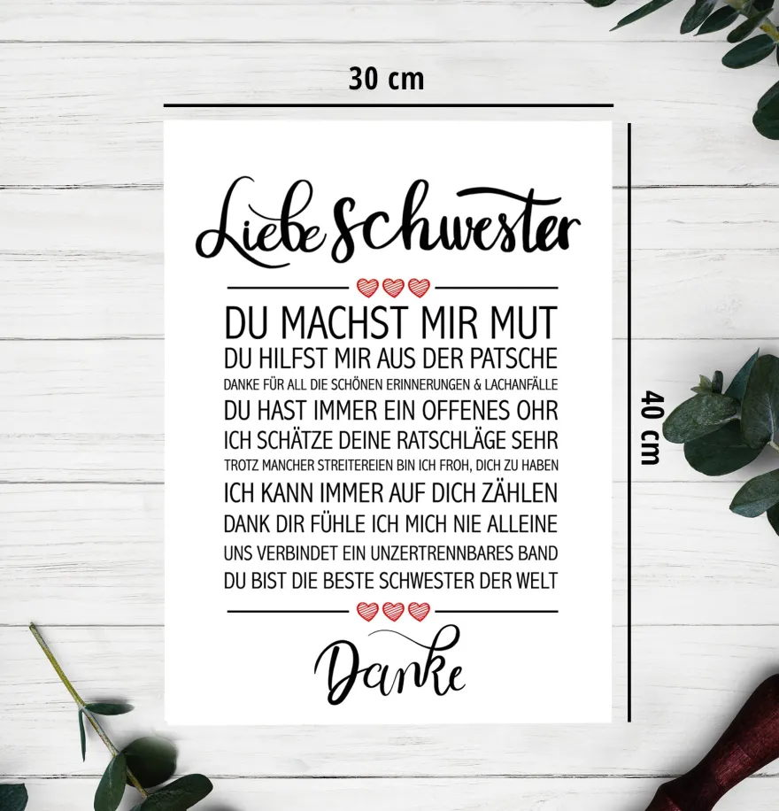 Liebe Schwester Kunstdruck