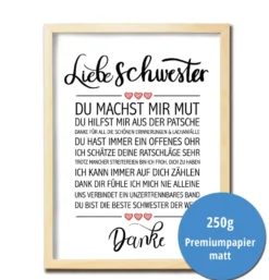 Liebe Schwester Kunstdruck