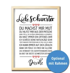 Liebe Schwester Kunstdruck