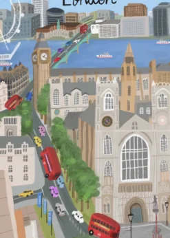 London City with View of the Thames River and Big Ben by Artist Carla Daly