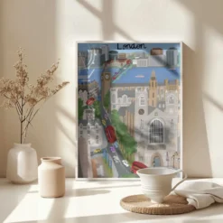 London City with View of the Thames River and Big Ben by Artist Carla Daly