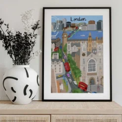 London City with View of the Thames River and Big Ben by Artist Carla Daly