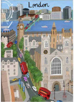 London City with View of the Thames River and Big Ben by Artist Carla Daly