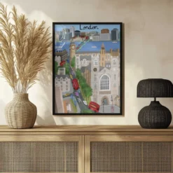 London City with View of the Thames River and Big Ben by Artist Carla Daly