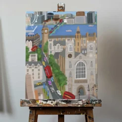 London City with View of the Thames River and Big Ben by Artist Carla Daly