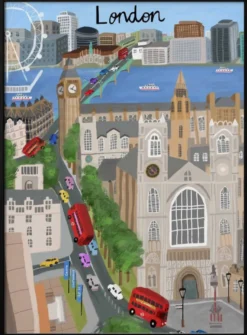 London City with View of the Thames River and Big Ben by Artist Carla Daly