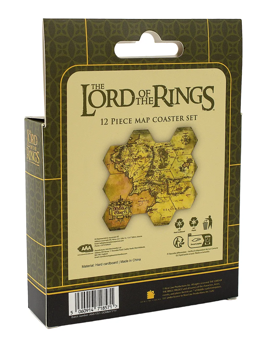 Lord of the Rings Untersetzer Mittelerde-Karte
