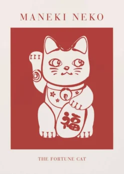 Maneki-Neko Cat Red