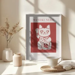 Maneki-Neko Cat Red