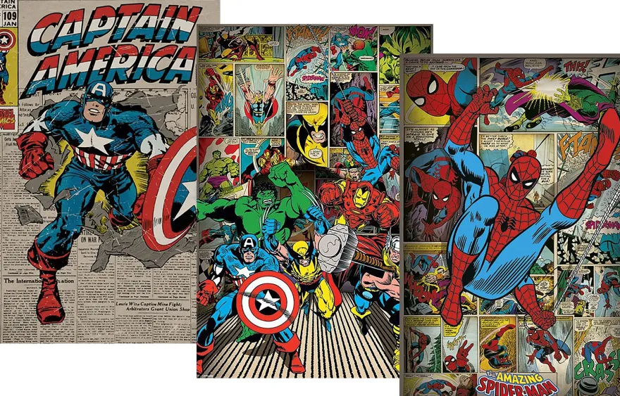Marvel Comics Poster 3er-Set Retro