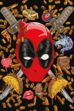Marvel Deadpool Poster Bullets and Chimichangas