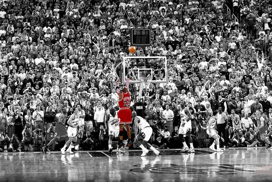 Michael Jordan Poster Last Shot 1998 Colorized