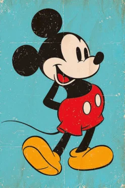 Mickey Mouse Poster Retro Blue
