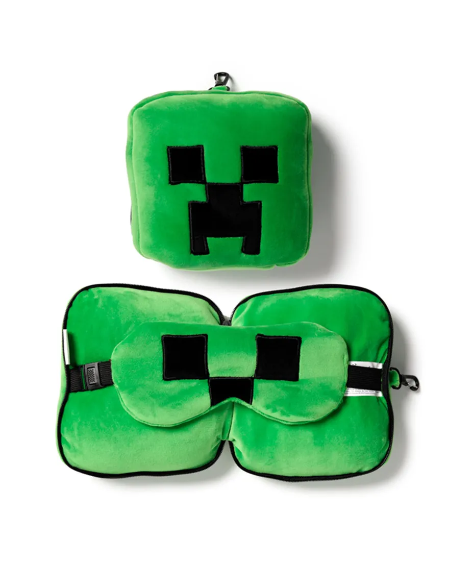 Minecraft Relaxeazzz Creeper Reisekopfkissen mit Augenmaske