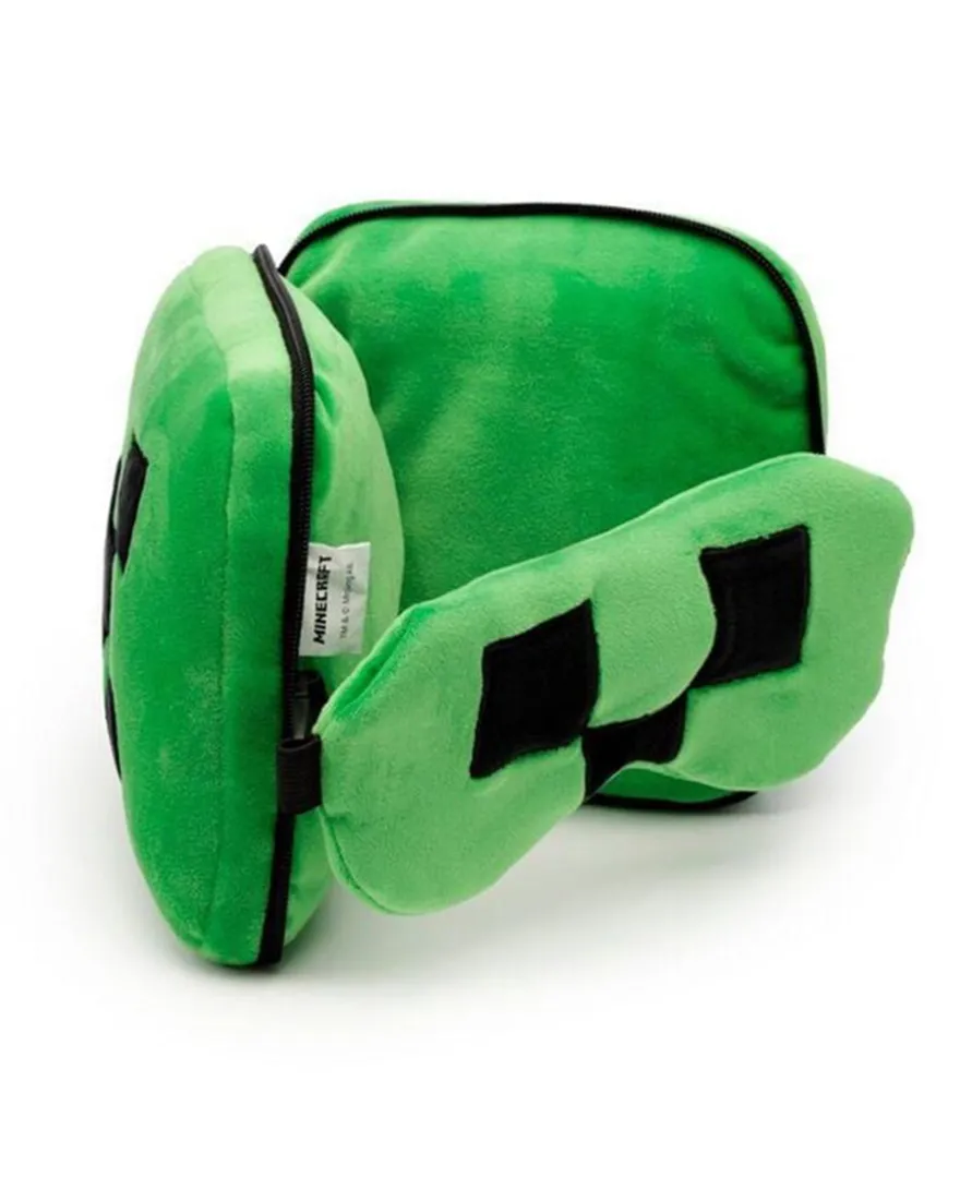 Minecraft Relaxeazzz Creeper Reisekopfkissen mit Augenmaske