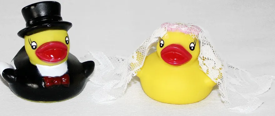 Mr. & Mrs. Tassen 2-er Set mit Badeenten Hochzeitspaar