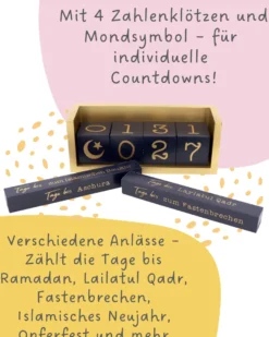 Muslim Countdown Kalender Holz-Tischkalender, Tagezähler