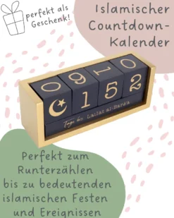 Muslim Countdown Kalender Holz-Tischkalender, Tagezähler