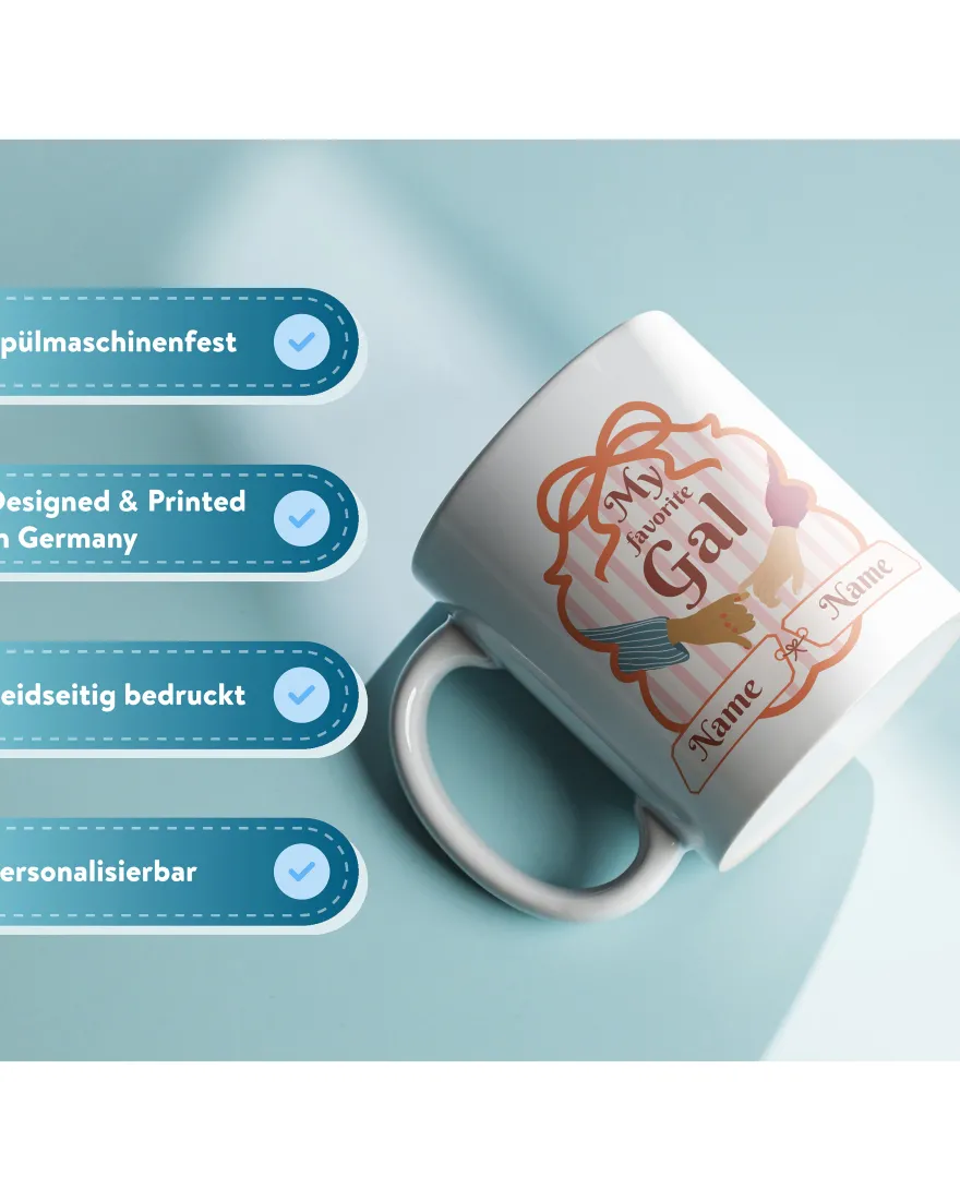 My favorite Gal Tasse - beste Freundinnen mit Wunschnamen - Inclusive Design Black Friends & Besties - 330 ml